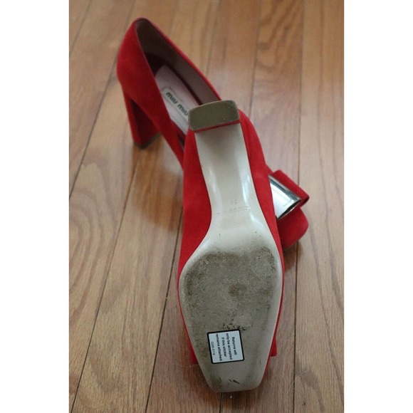 Women's Red Leather Miu Miu Heels US 9 / EU 39 - Picture 4 of 4